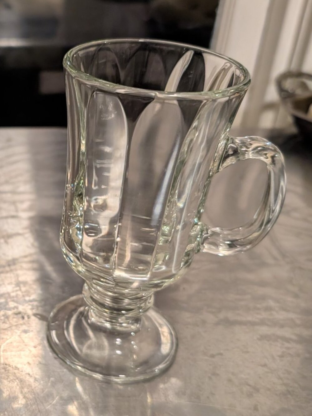 Milan by Libbey Glass Clear Paneled Latte Irish Coffee Mugs Set Of 2 - Picture 2 of 2